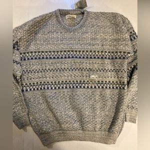 NWT Vintage St John Bay Sweater Textured Knit Geometric Blue Men’s Size L